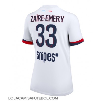 Camisa de Futebol Paris Saint-Germain Warren Zaire-Emery #33 Equipamento Secundário Mulheres 2025-26 Manga Curta Camisa de Futebol Paris Saint-Germain Warren Zaire-Emery #33 Equipamento Secundário Mulheres 2025-26 Manga Curta